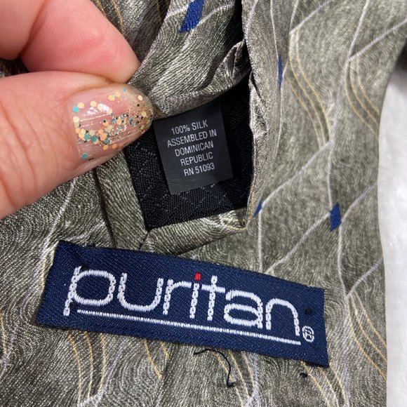 Vintage Puritan Mens Silk Necktie Dress Business Abstract wavy pattern - Picture 5 of 5